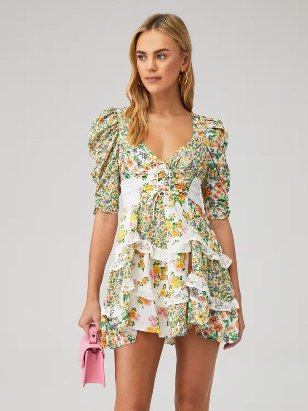 For Love & Lemons Rosalyn Mini Dress in Marigold